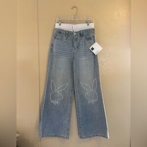 NWT PLAYBOY Wide Leg Tuxedo Waist jeans sz 9